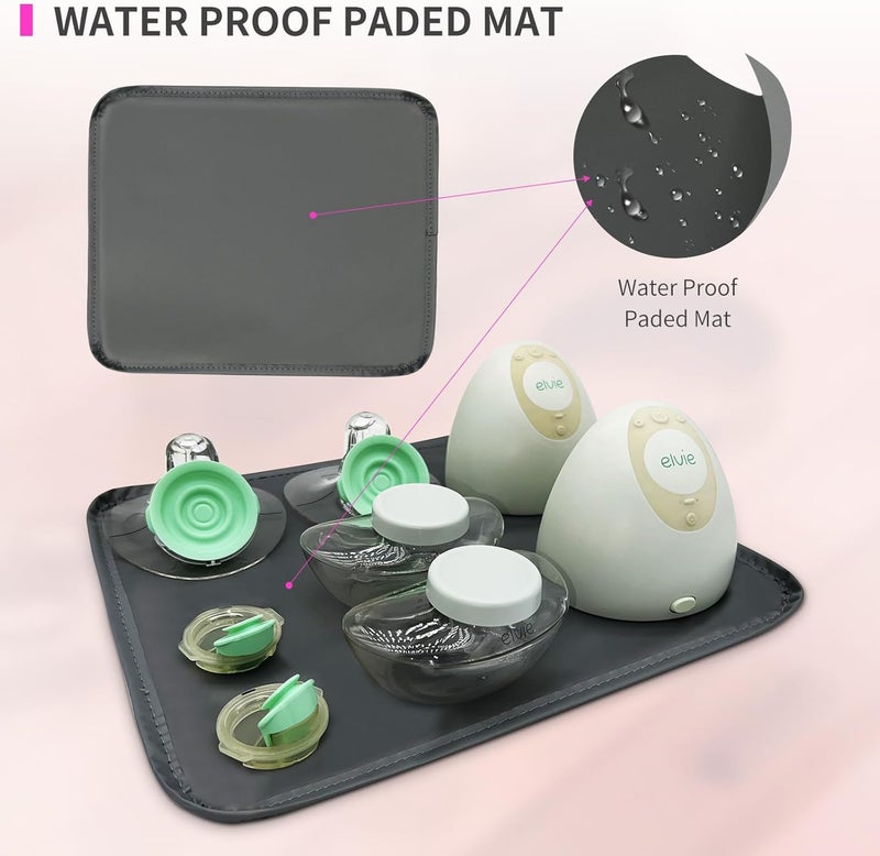 MELINON Wearable Breast Pump Bag for Elvie and Medela Pumps - Compact, Travel-Friendly Pump carrying case with Waterproof Mat - Ideal for Working Moms (Black) - Image 4